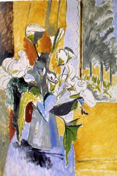 Henri Emile Benoit Matisse : bouquet of flowers on a veranda